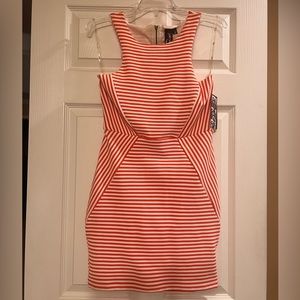 Orange and white open back stripped dress